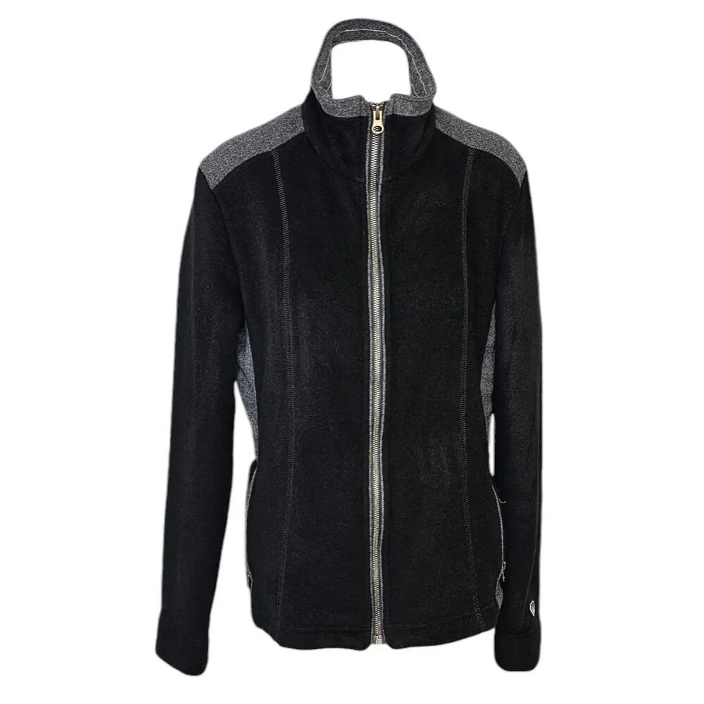 Kuhl Womens Aurora "alfpaca" Fleece Full Zip Jacket Size Medium Black Outdoor